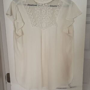 Express Cream Lace Accent Blouse